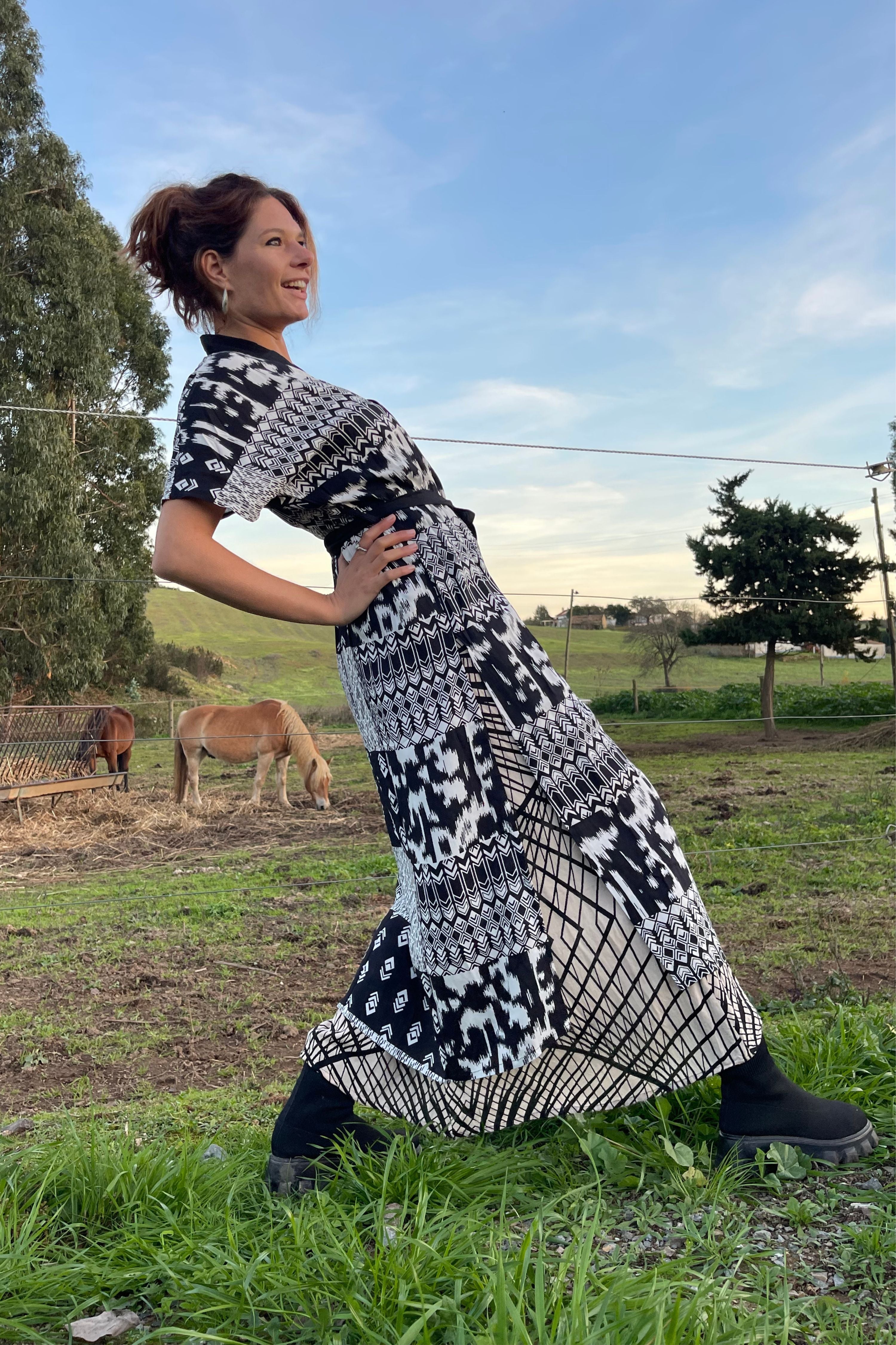 Ella Kimono Dress ✦ Noir Print