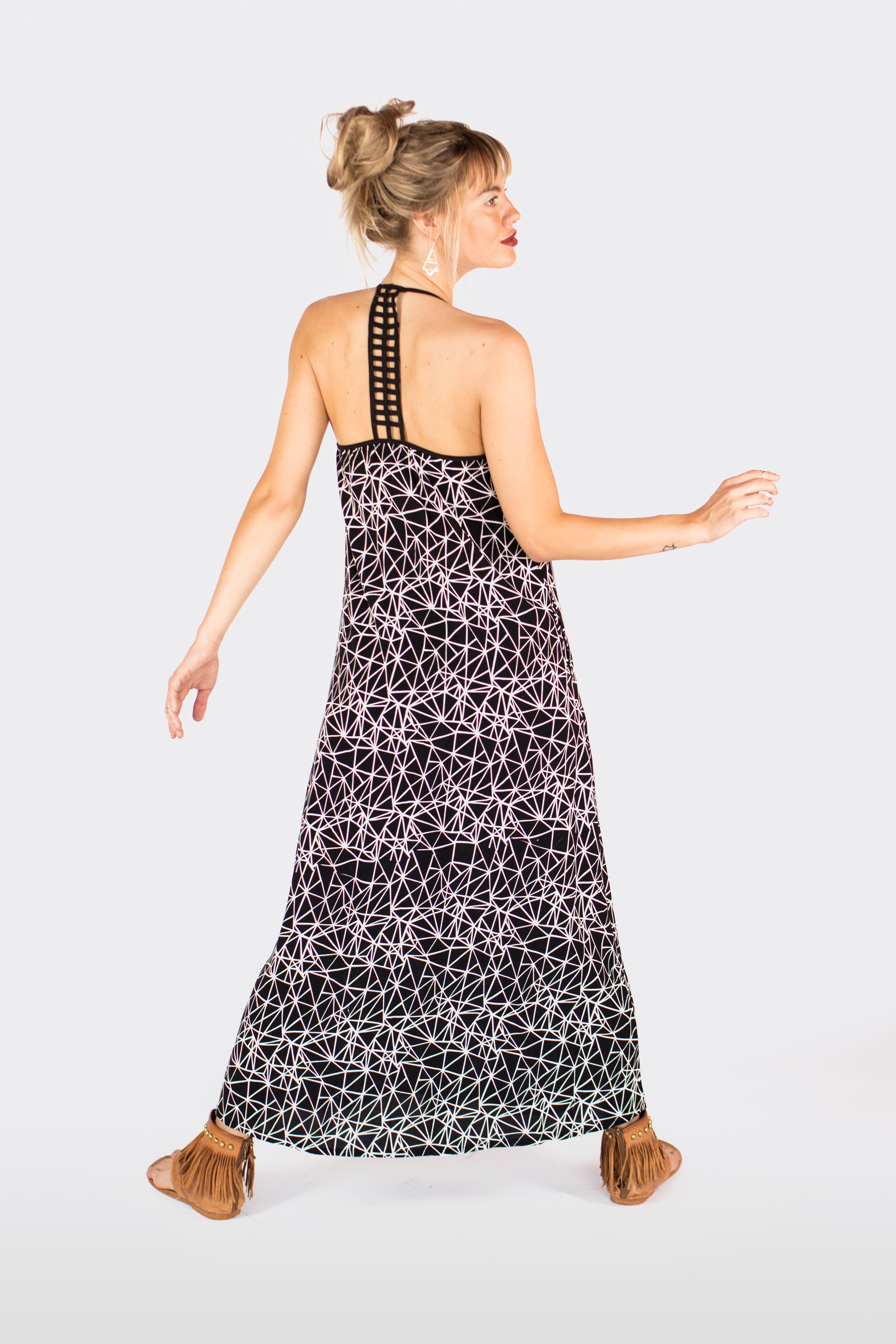 Long open back dress for women