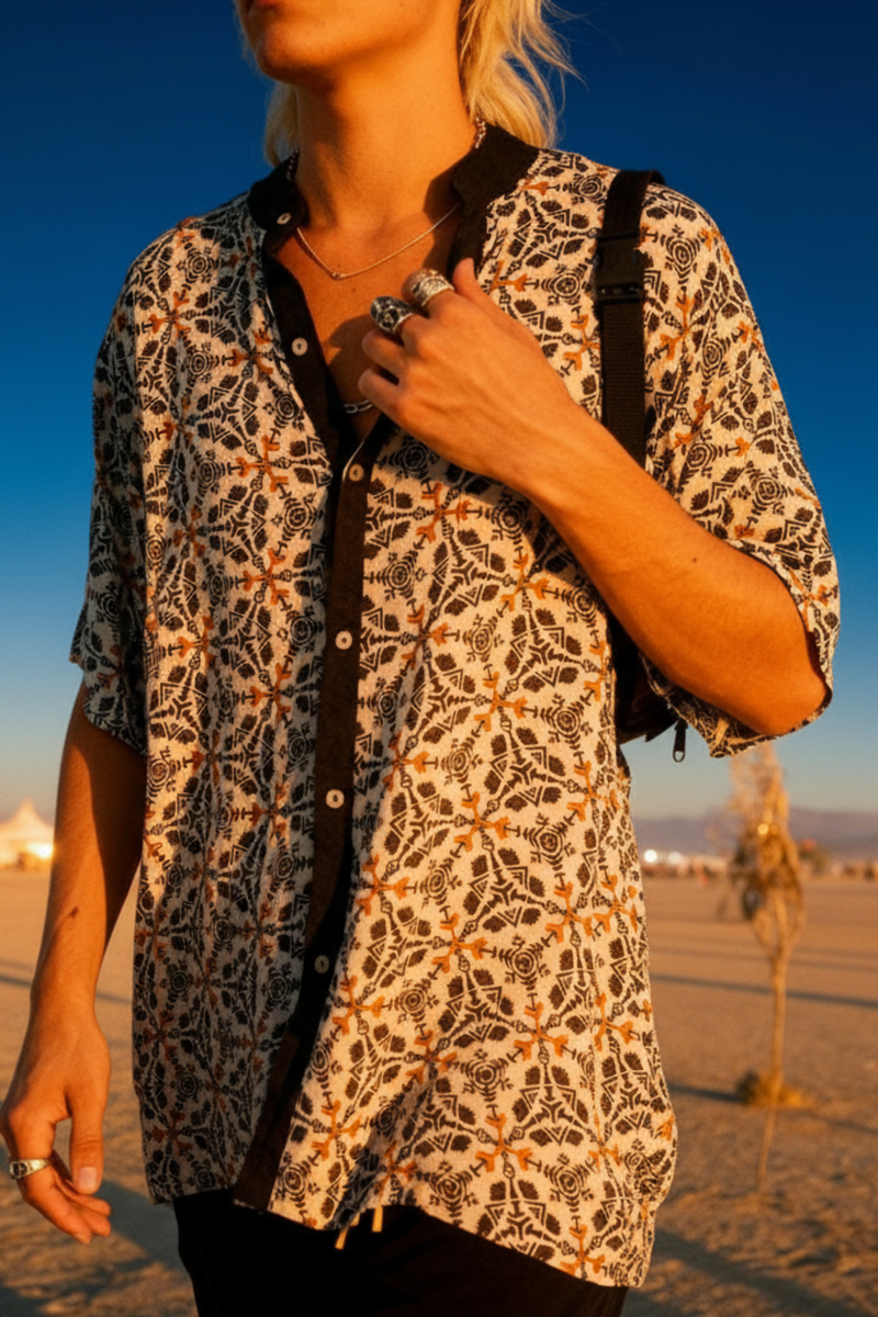 Button Shirt -->  Faluja Print