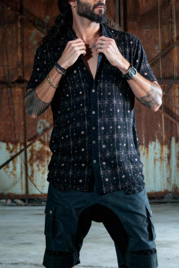 Button Shirt Fireworks Print