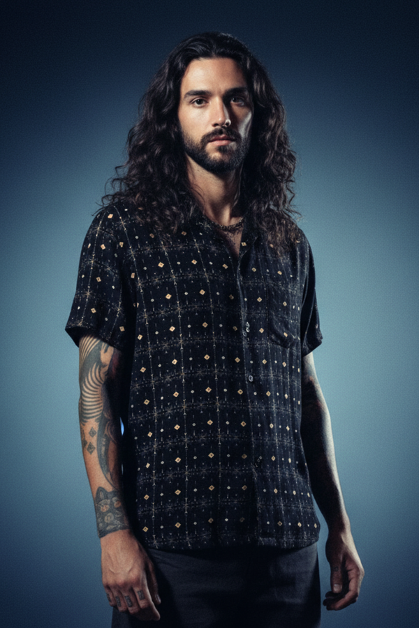 Button Shirt Fireworks Print