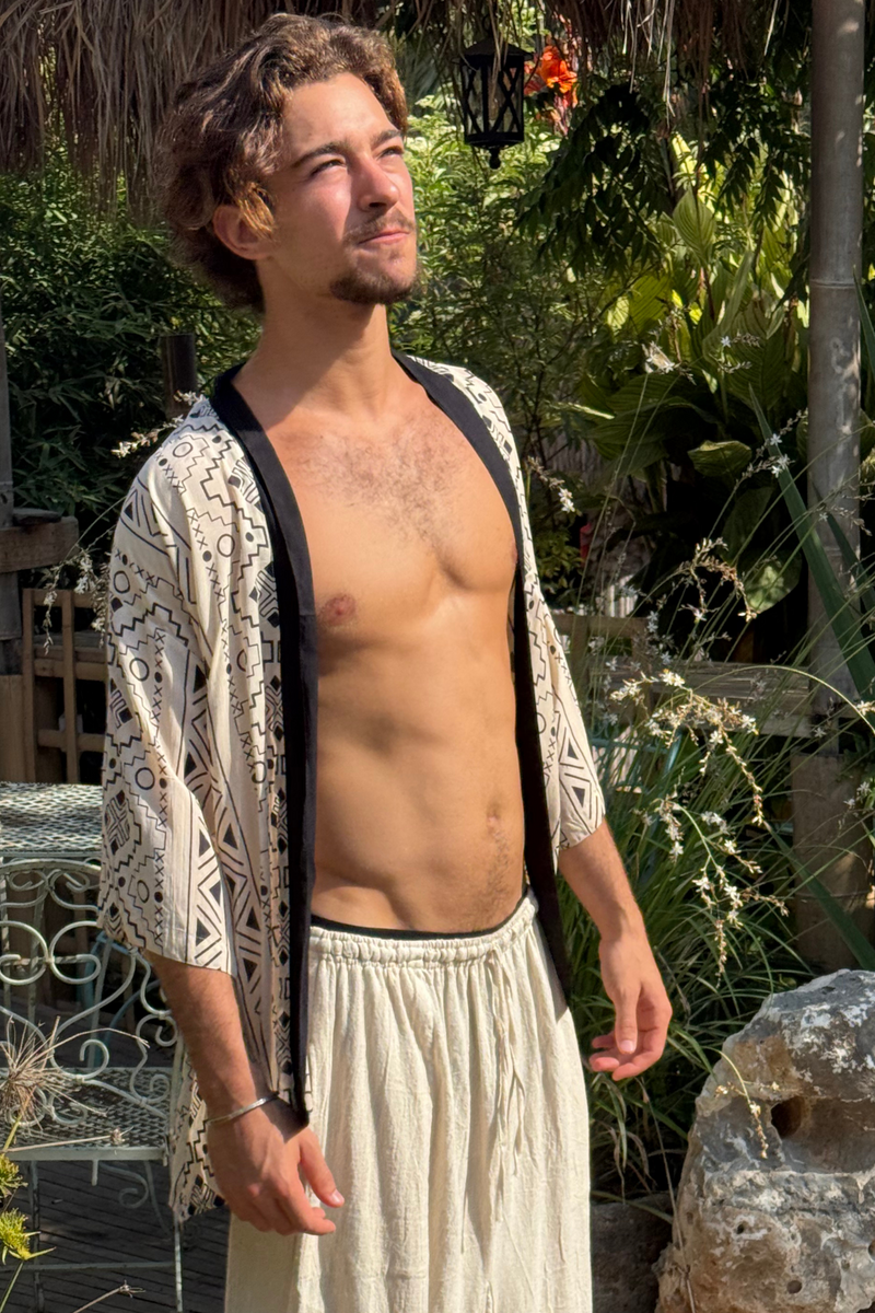 Men's Kimono --> BW Print