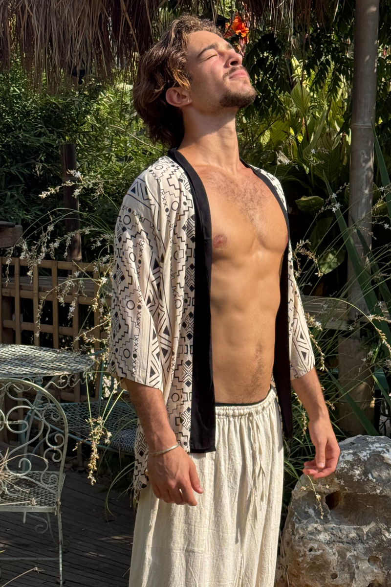 Men's Kimono --> BW Print