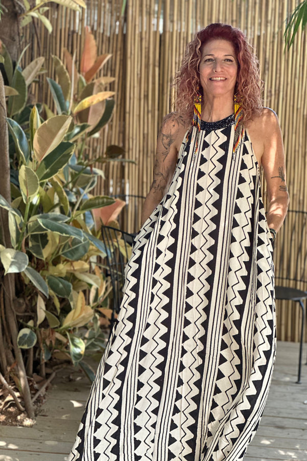 Nina maxi dress --> Bw print