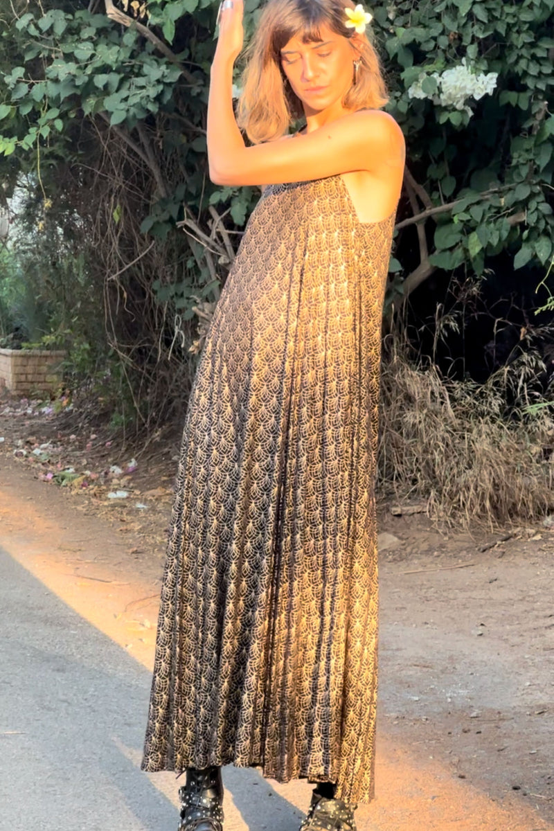 Nina maxi dress --> Gold print