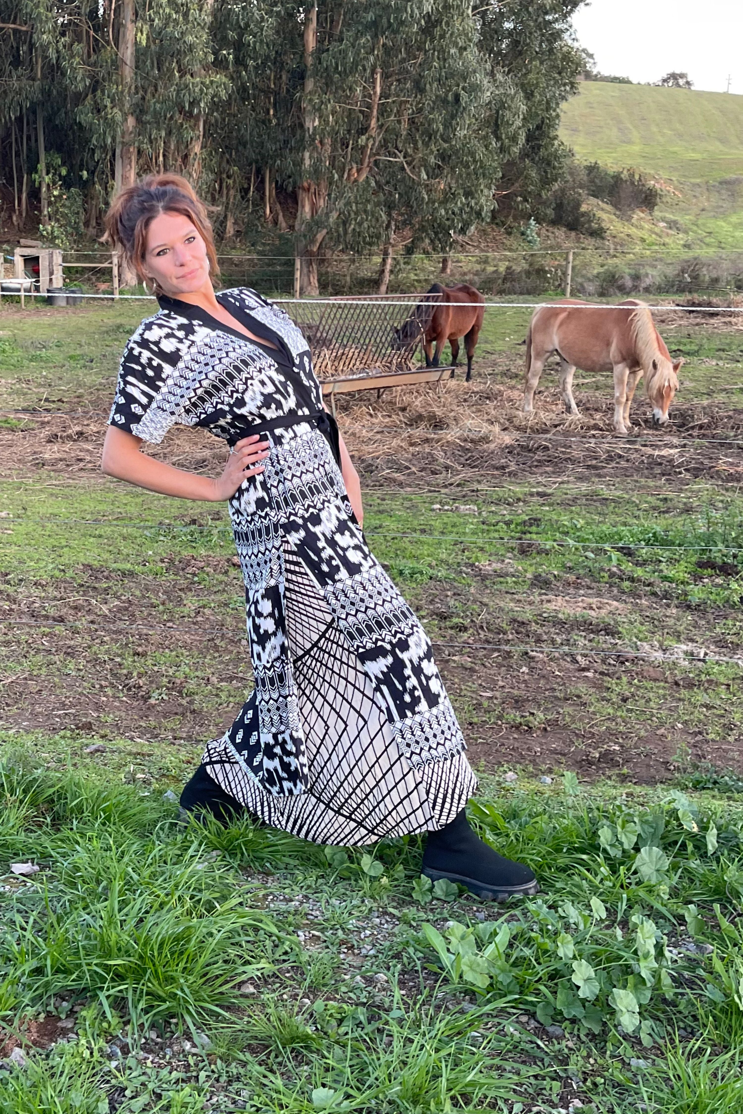 Ella Kimono Dress ✦ Noir Print