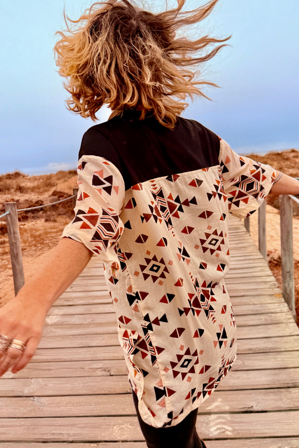 Button tunic dress -->  Triangle print