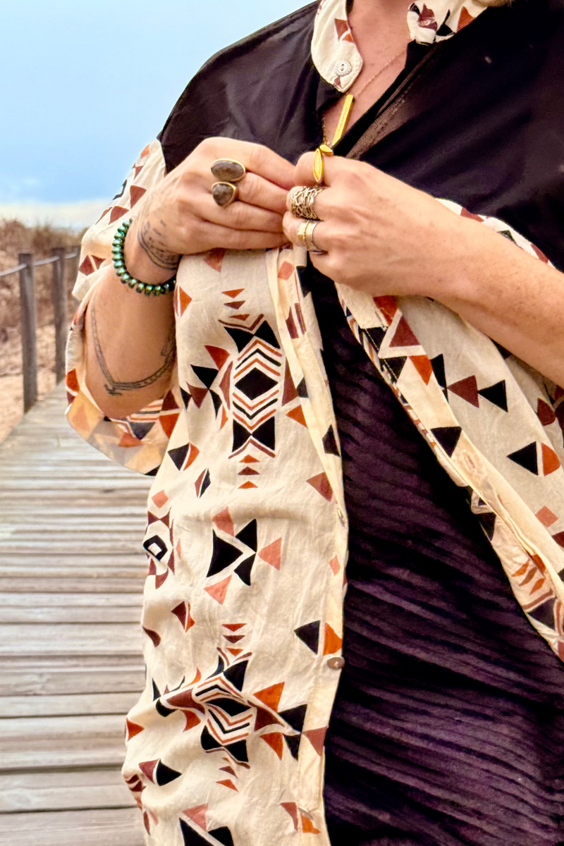 Button tunic dress -->  Triangle print