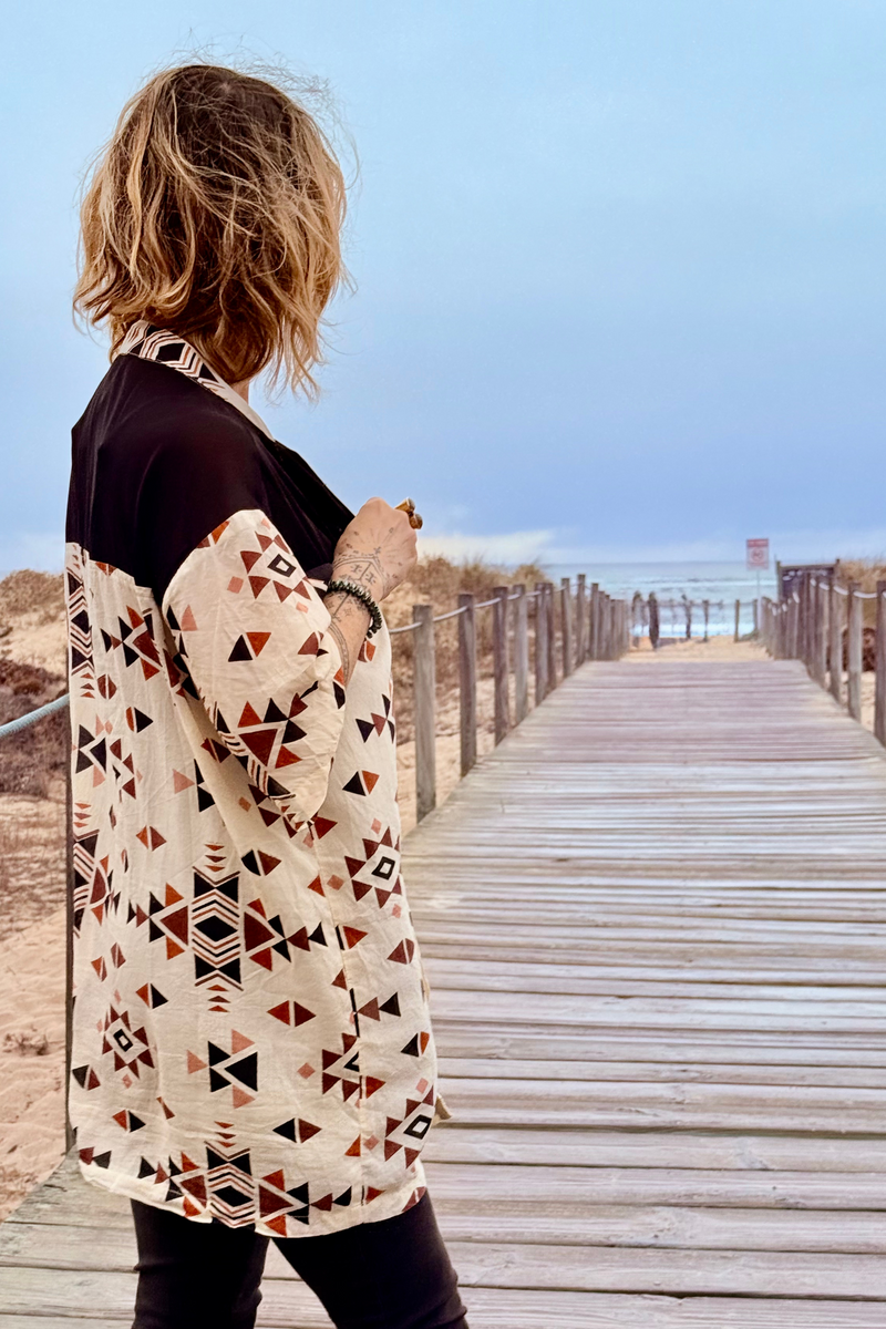 Button tunic dress -->  Triangle print