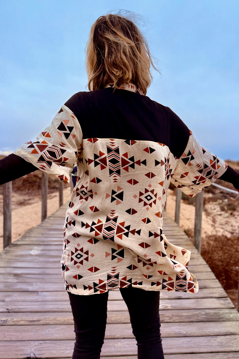 Button tunic dress -->  Triangle print
