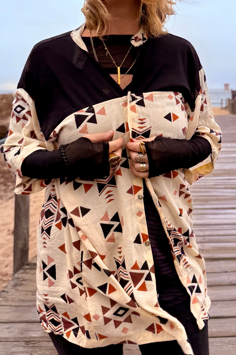 Button tunic dress -->  Triangle print