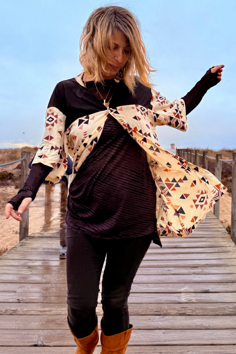 Button tunic dress -->  Triangle print