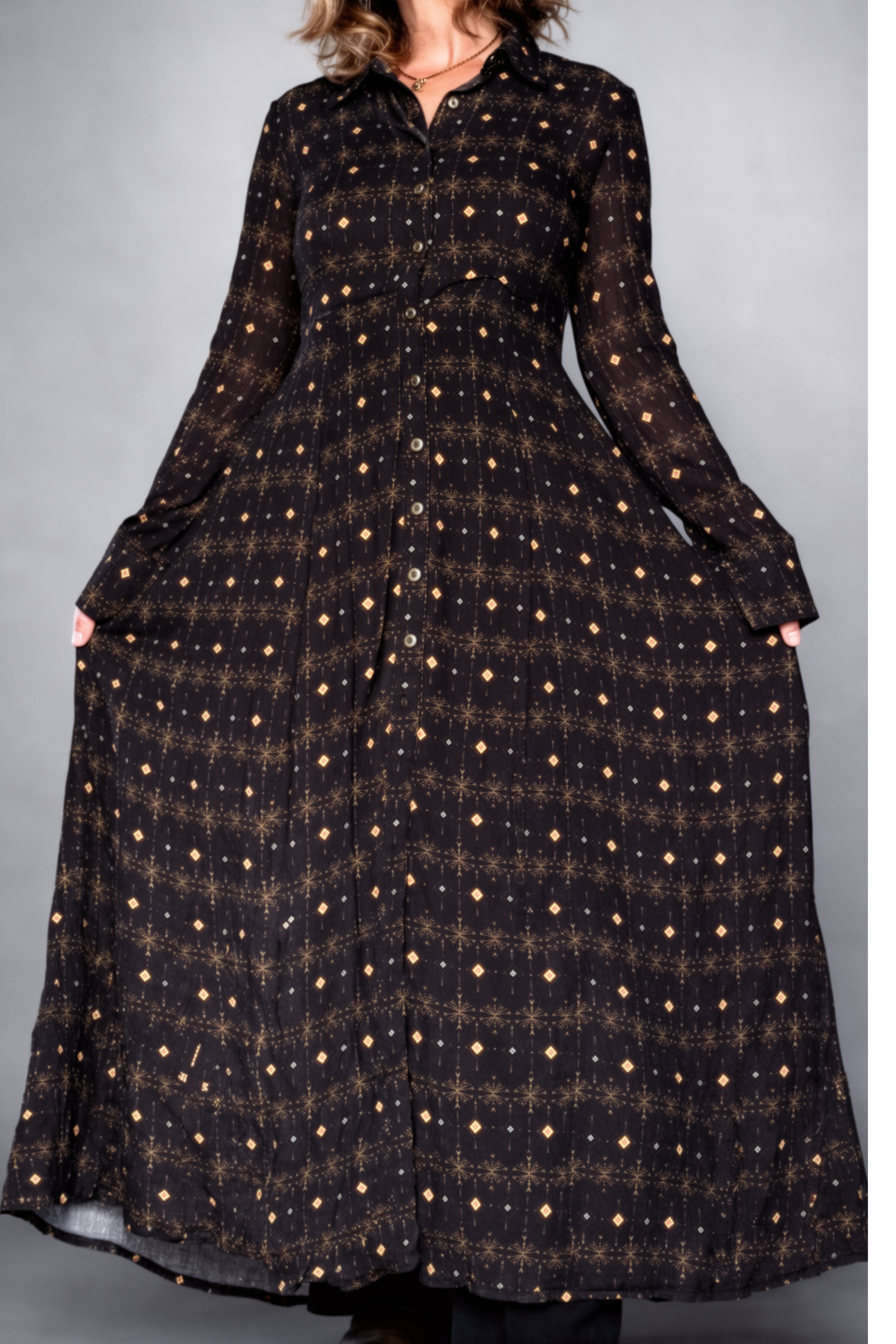 Kaia Maxi Dress ✦  Fireworks print