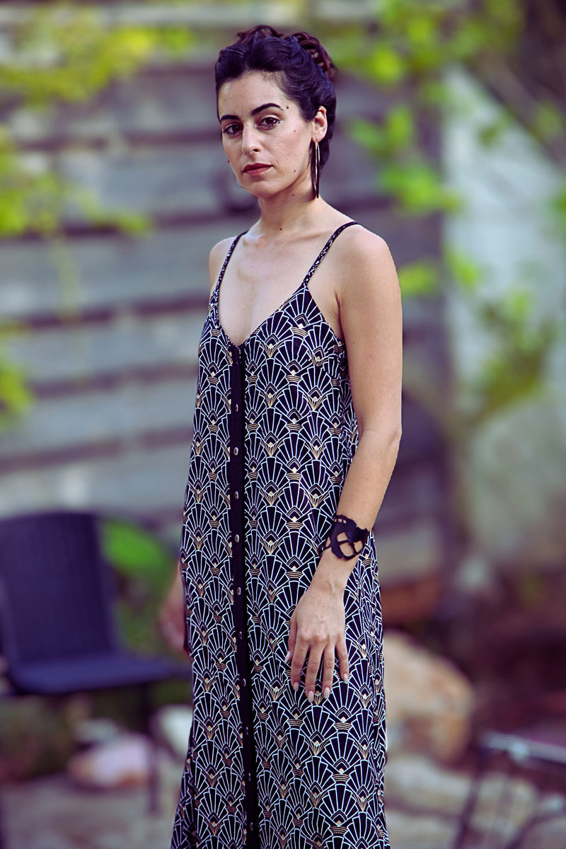 Nika maxi dress --> Gold Print