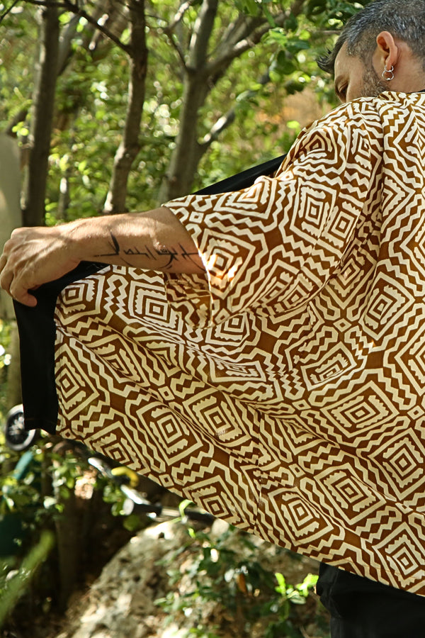 Short Men Kimono--> Masala Print - Unisex