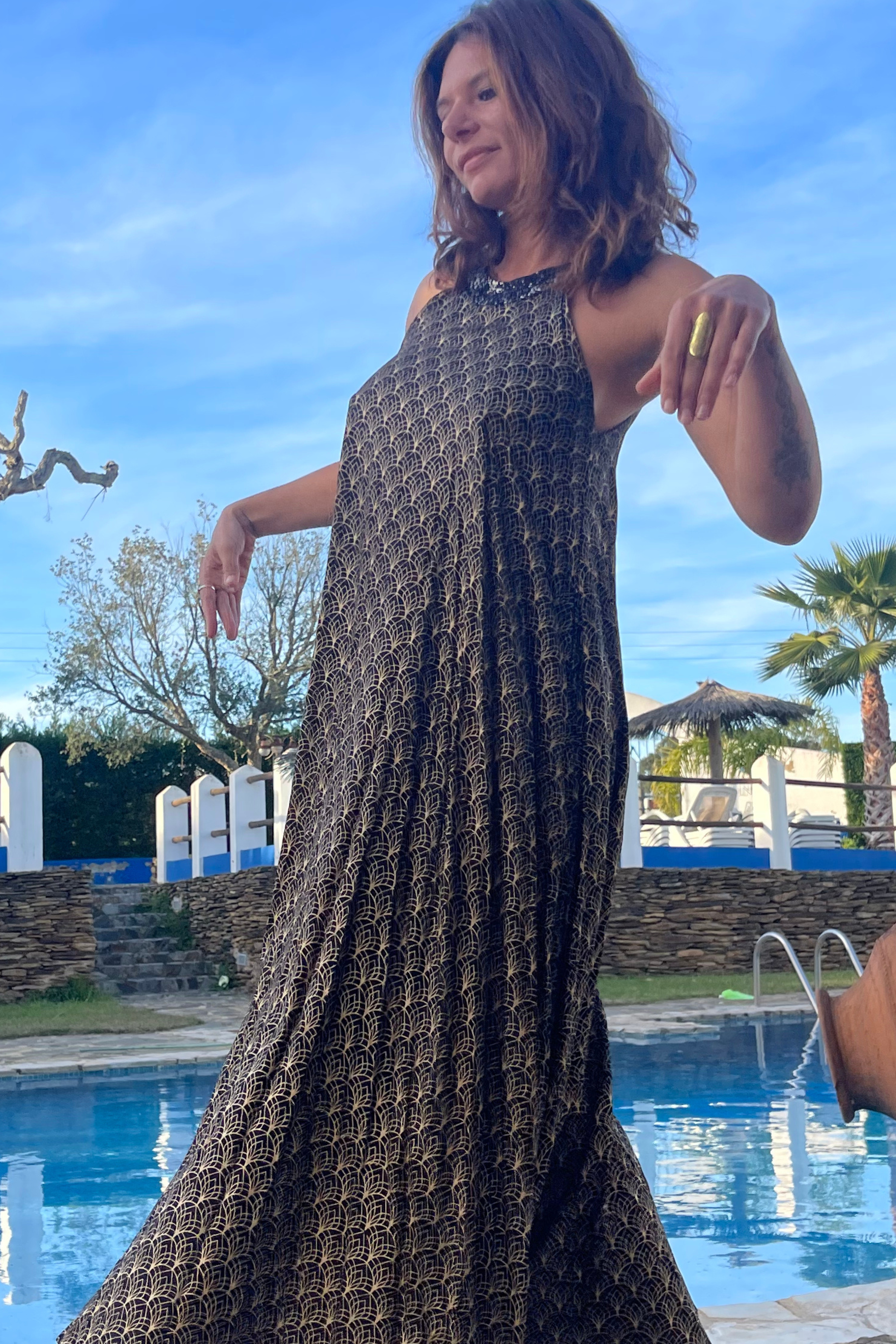 Nina maxi dress ✦ Gold print