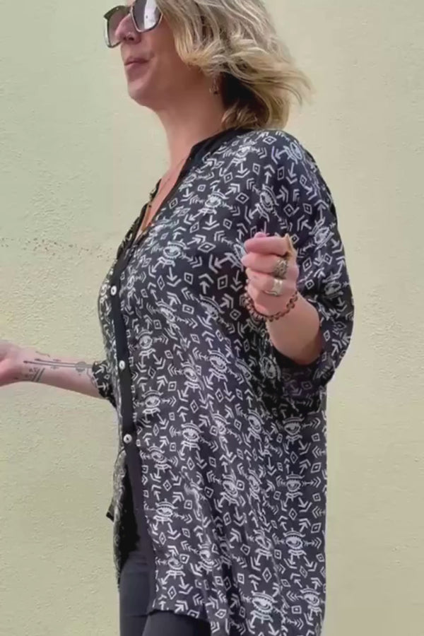 Unisex Button Shirt --> BW Faluja Print