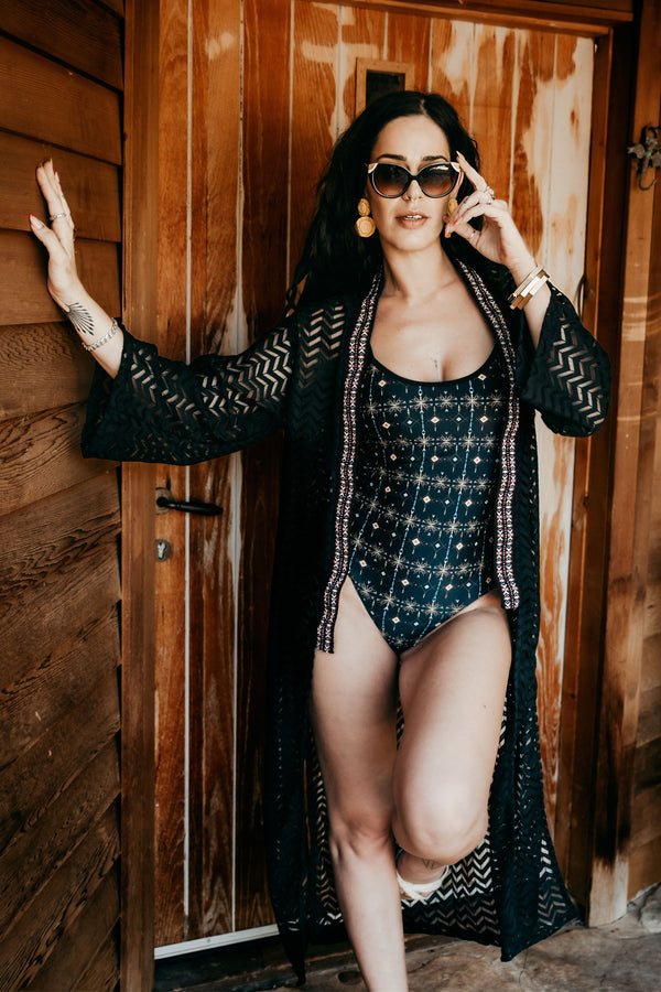 Swimwear Cover Up --> Black Sheer