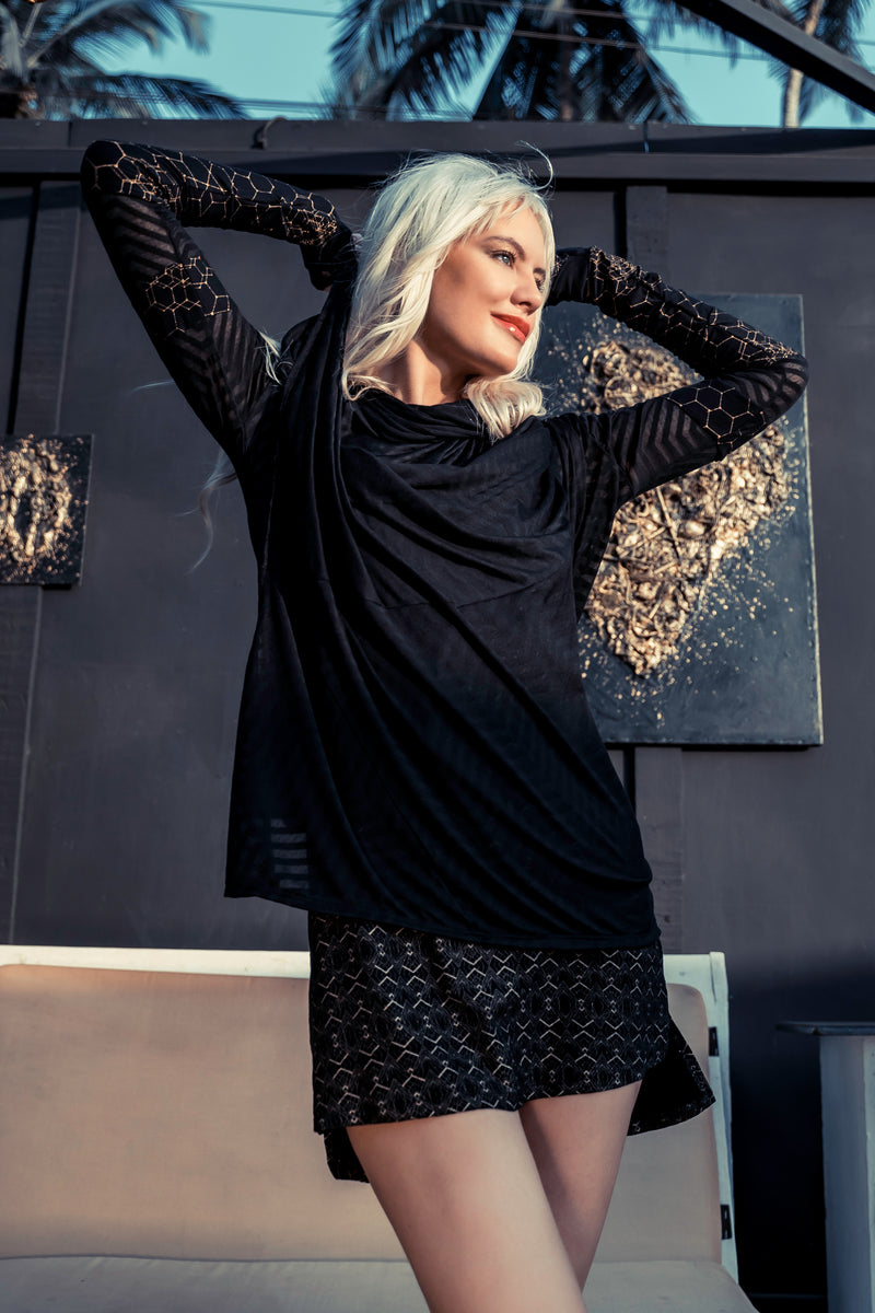 designed black cardigan