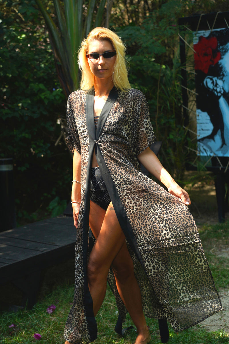 Beach kimono Cover Up Leopard print