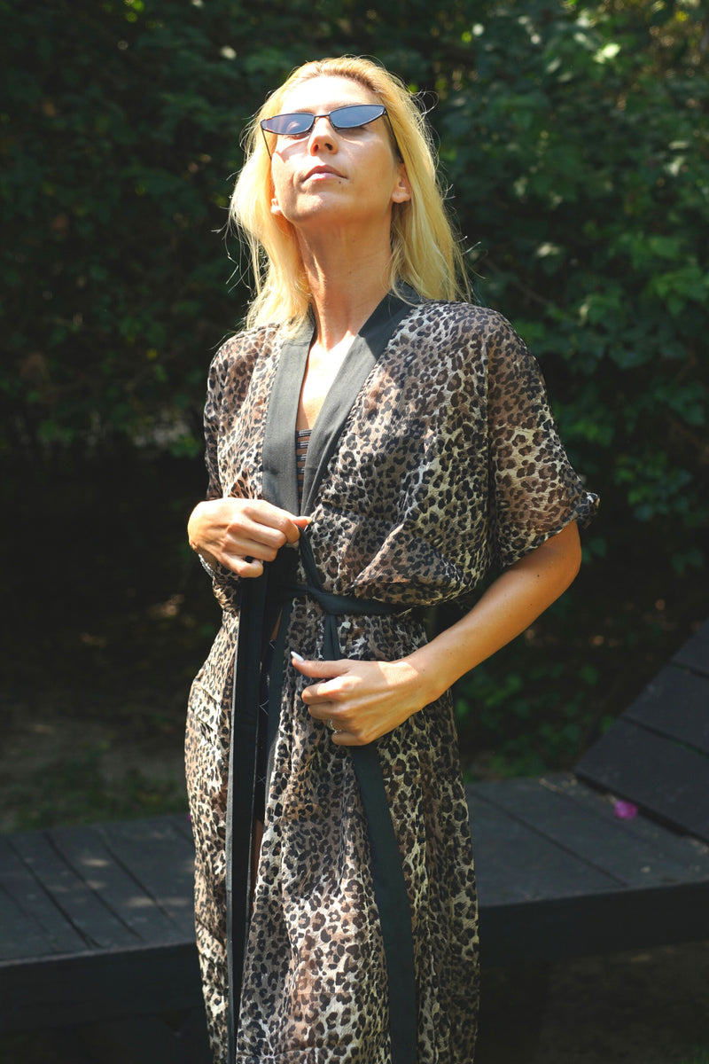 Beach kimono Cover Up Leopard print