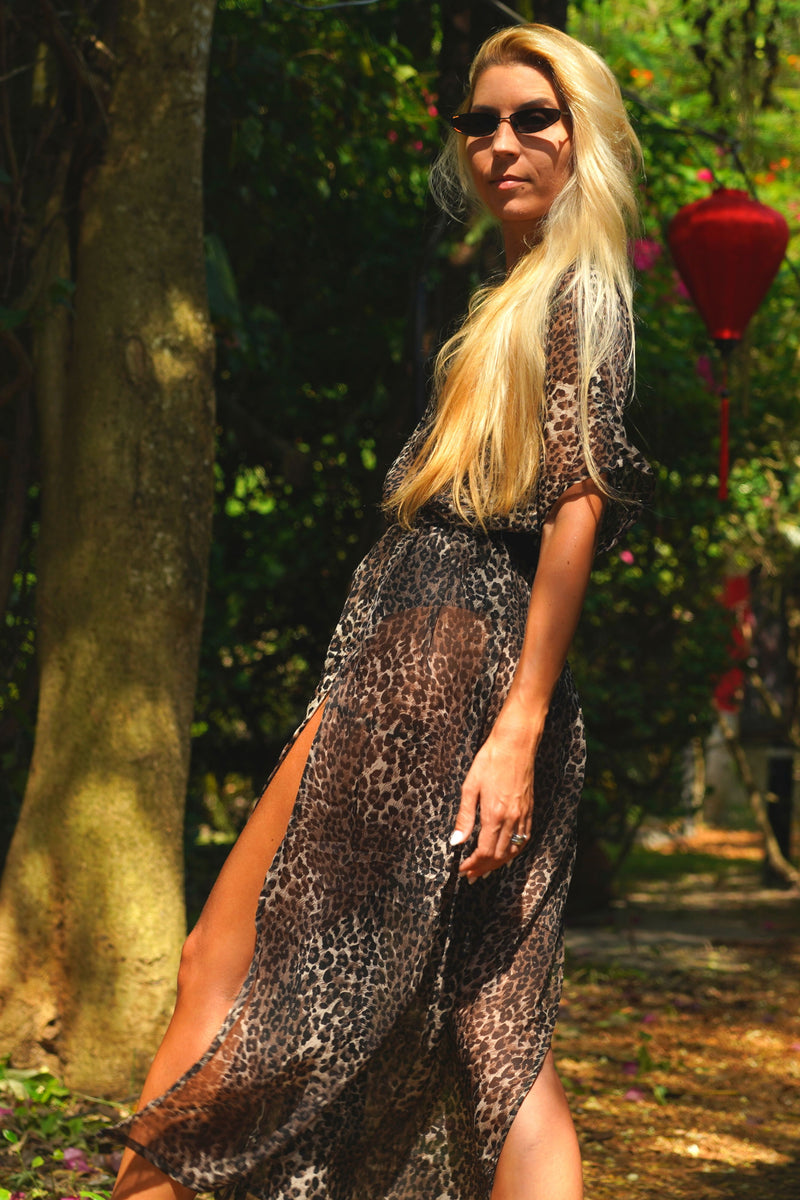 Beach kimono Cover Up Leopard print