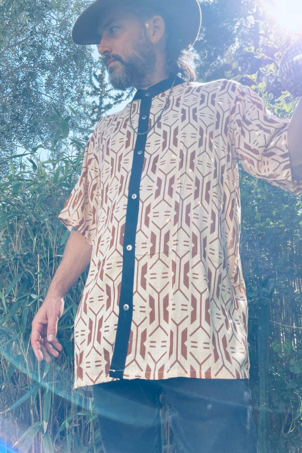 Button Shirt With Geo pattern-Unisex