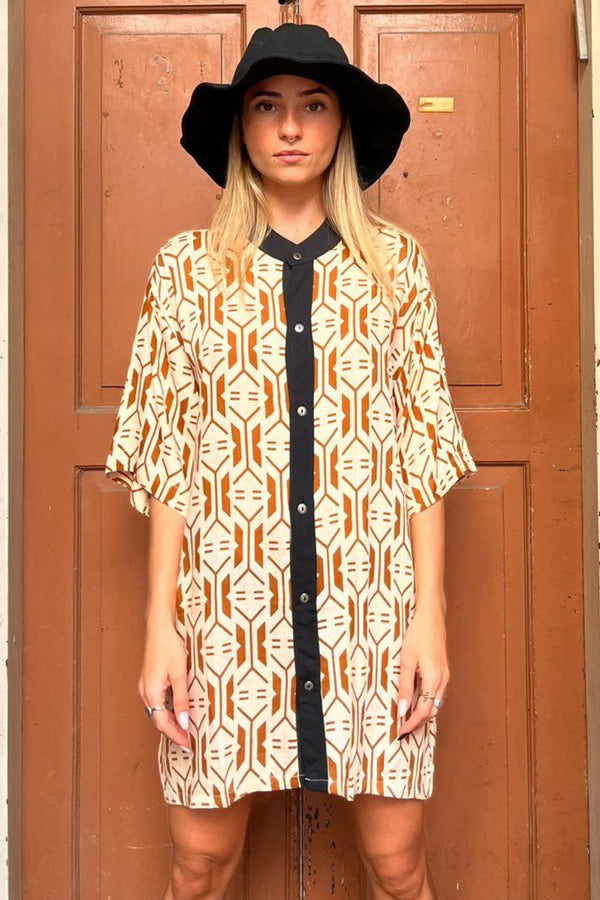 Button tunic dress --> Geo print- Unisex